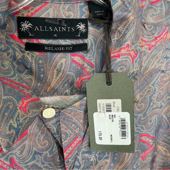 NWT All Saints Oslo Paisley Short Sleeve Shirt - size M - Picture 8 of 14